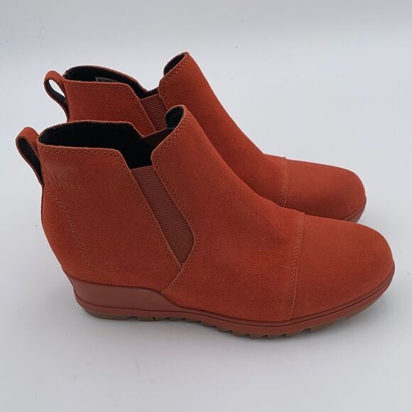 Sorel Joan of Arc burnt orange suede Wedge Ankle Boots Womens size 9 NWOT - Picture 10 of 14